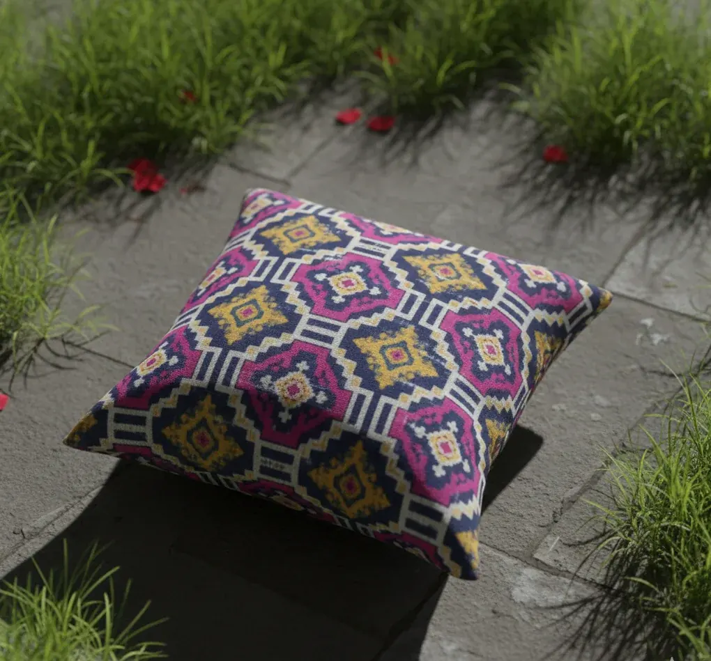 Modern-grey-striped-stair-runner-with-glass-railings-and-Dubai-skyline-view